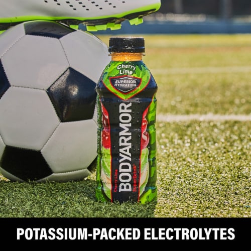 BODYARMOR SuperDrink Cherry Lime Electrolyte Drink Bottle Perspective: left