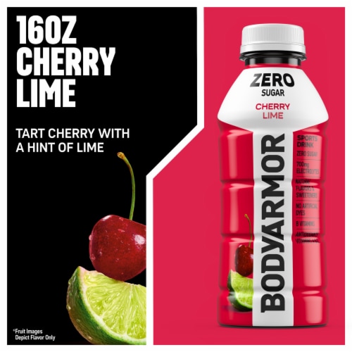 BODYARMOR® Cherry Lime Zero Sugar Sports Drink Bottle Perspective: left