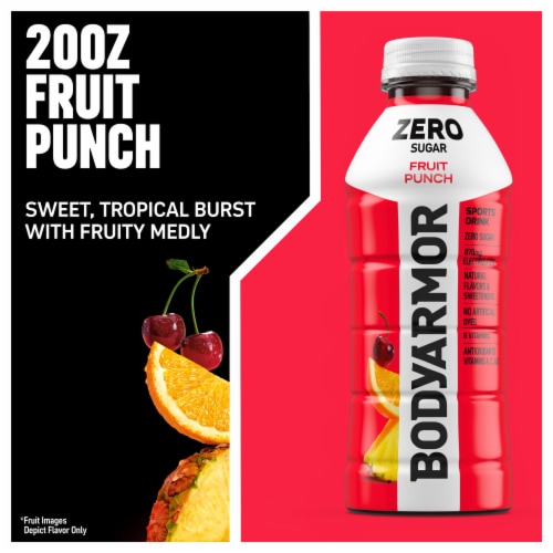 BODYARMOR® Fruit Punch Zero Sugar Sports Drink Bottles Perspective: left