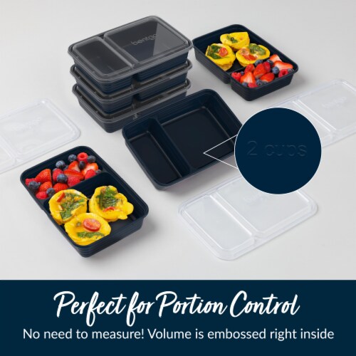 Bentgo® Prep 2-Compartment Containers - Navy Perspective: left