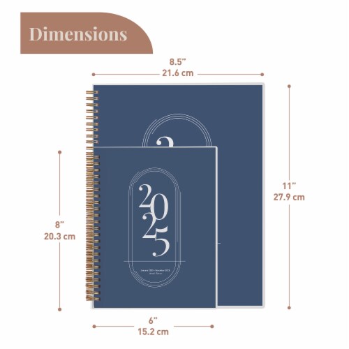 Rileys 2023 Weekly Planner - Annual Weekly & Monthly Agenda Planner (8x6", Midnight Blue) Perspective: left