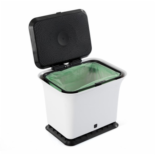 Full Circle® Fresh Air Odor-Free Kitchen Compost Collector - Black/White Perspective: left