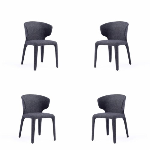 Manhattan Comfort Conrad Modern Woven Tweed Dining Chair In Wheat (Set Of 4) Black 20.47 Lx30 Perspective: left
