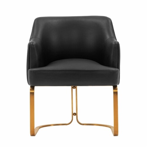 Manhattan Comfort Modern Edra Leatherette Dining Armchair in Black Manhattan Comfort Modern Edra Leatherette Dining Armchair in Black