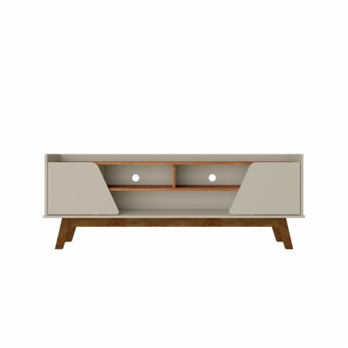 Manhattan Comfort Mid-Century Modern Marcus 62.99 TV Stand with Solid Wood Legs in  Matte Black