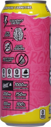 Ghost® Zero Sugar Sour Pink Lemonade Energy Drink Can Perspective: left