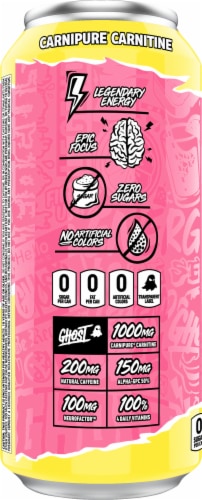 Ghost® Zero Sugar Sour Pink Lemonade Energy Drink Can Perspective: left