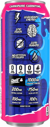Ghost® Zero Sugar Bubblicious® Cotton Candy Energy Drink Can Perspective: left