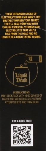 Liquid Death Electrolyte Death Dust Drink Mix - Mango Chainsaw Perspective: left