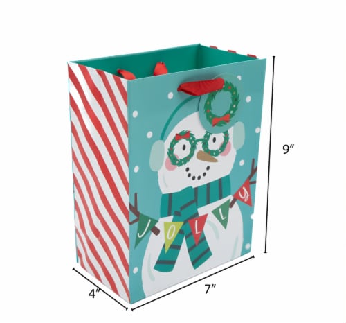 Seasonal Celebrations Snowman Banner Gift Bag Perspective: left