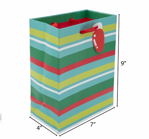 Seasonal Celebrations Whimsy Stripe Value Cub Gift Bag Perspective: left