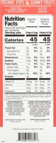 Yum Earth Organic Valentine Pops & Gummy Fruits Perspective: left