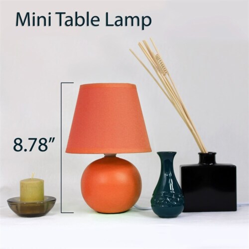 Simple Designs Ceramic Globe Table Lamp 2 Pack in Orange with