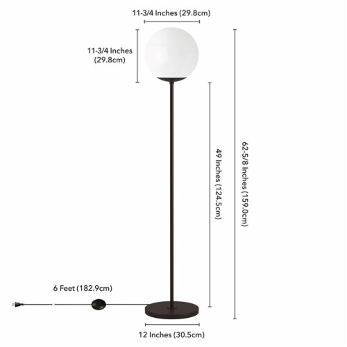 Metal Globe & Stem Floor Lamp in Black - Henn&Hart Perspective: left