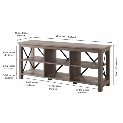 Henn&Hart 58  Gray Oak/Metal TV Stand Perspective: left