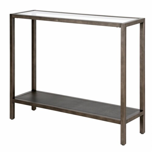 Henn&Hart 36  Aged Steel Metal/Glass Console Table Perspective: left