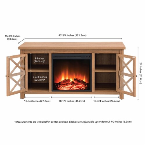 Golden oak electric clearance fireplace tv stand