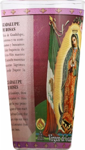 St. Jude Candle Company Virgin de Guadalupe Drinking Glass Candle Perspective: left
