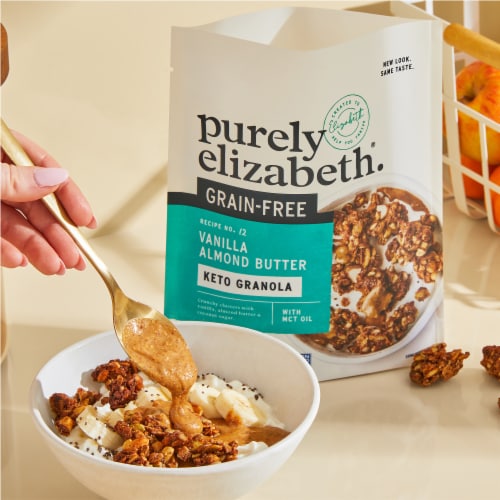 Purely Elizabeth Vanilla Almond Butter Grain Free Keto Granola Perspective: left