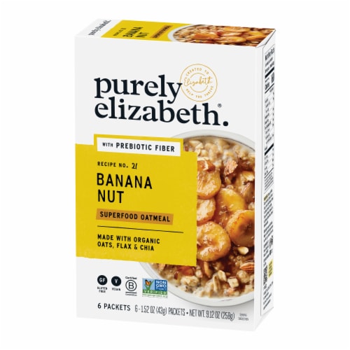 Purely Elizabeth Banana Nut Superfood Oatmeal with Prebiotic Fiber Multipack Perspective: left