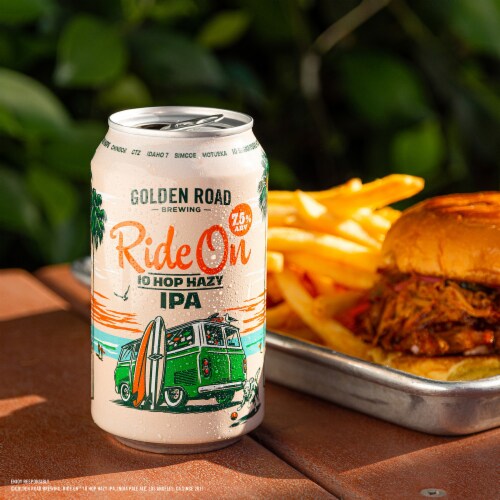 Golden Road Brewing Ride On 10 Hop Hazy IPA Perspective: left