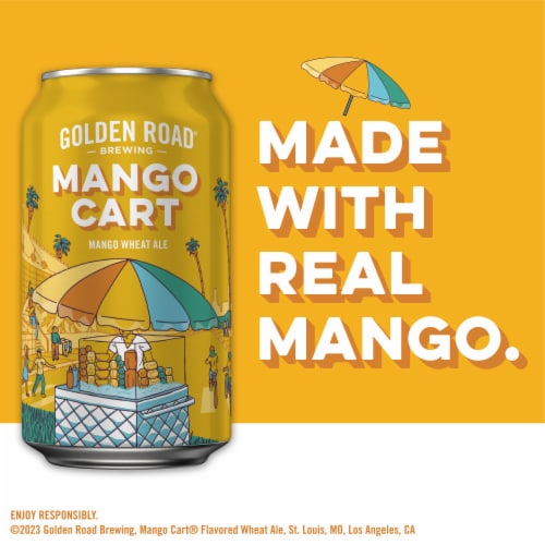 Golden Road Mango Cart Craft Beer Perspective: left