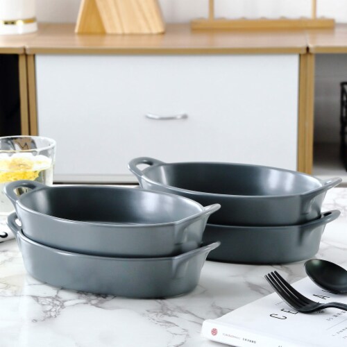 Bruntmor 8 x5  White Oval Porcelain Ceramic Pie Pan Set of 4 Perspective: left