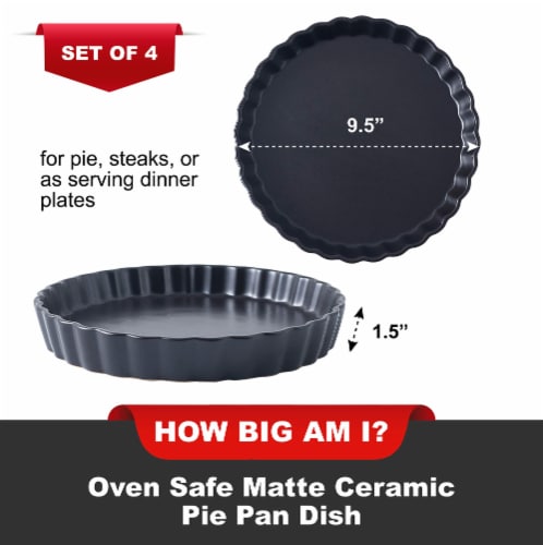 Bruntmor 10  White Pie Pan Set of 4 - Porcelain Ceramic, Oven & Dishwasher Safe Perspective: left