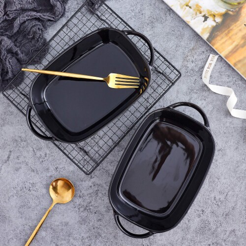 Bruntmor 9 x5  Matte Black Baking Pans Set of 4 | Ceramic Bakeware Perspective: left