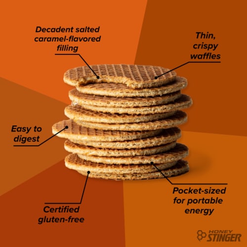 Honey Stinger® Gluten Free Salted Caramel Waffle Perspective: left