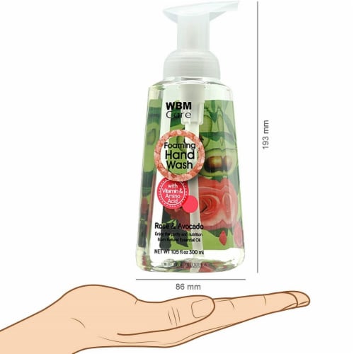 WBM Care Foaming Hand Soap, Refreshing Liquid Soap, Rose & Avocado – Pack of 3/10.5 Oz Each Perspective: left