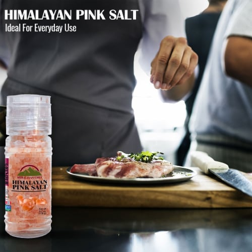 Himalayan Chef Pink Salt, Pure Himalayan Salt, Small Glass Grinder – 6 Packs | 4.2 Oz Each Perspective: left
