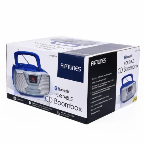 Riptunes Cd Boombox With Bluetooth, Blue Perspective: left