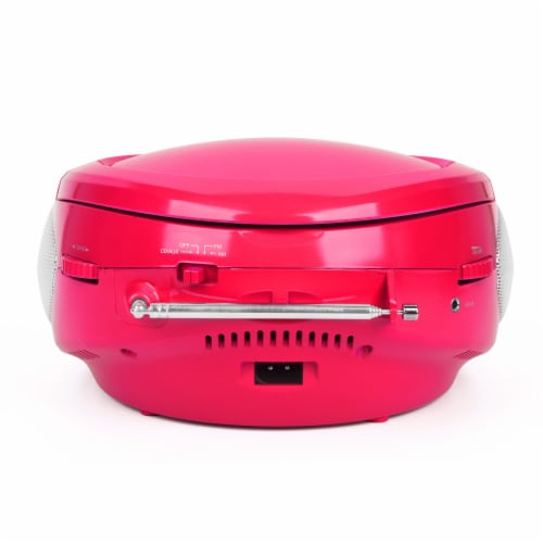 Riptunes CD player Boombox- Portable Black Aux-In CD Boombox, AM/FM Radio- Pink Perspective: left