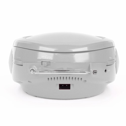 Riptunes CD player Boombox- Portable Black Aux-In CD Boombox, AM/FM Radio- Silver Perspective: left