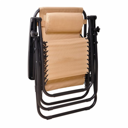 Elevon Adjustable Outdoor Zero Gravity Recliner Lounge Chair, Beige, Set of 2 Perspective: left