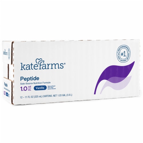 Kate Farms Peptide 1.0 Oral Supplement Vanilla 11 oz. Carton 12 Ct Perspective: left