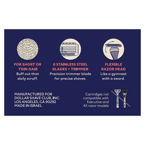 Dollar Shave Club Men's Razor Six-Blade Razor Refills Perspective: left