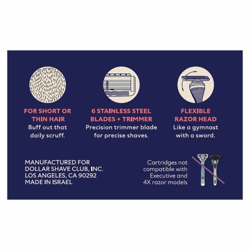 Dollar Shave Club Men's Razor Six-Blade Razor Refills Perspective: left