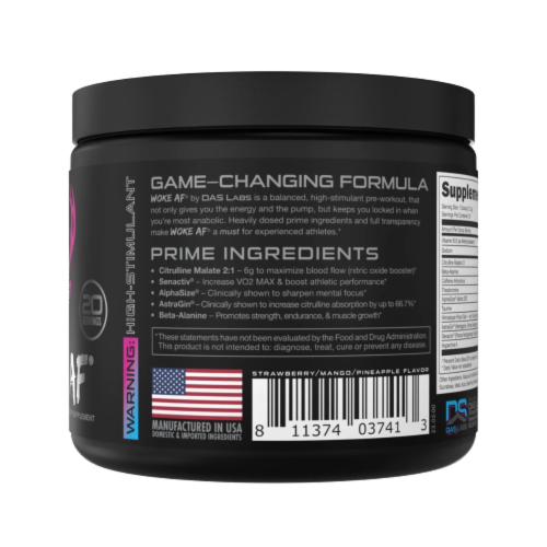 Bucked Up® Woke AF® Miami Pre-Workout Supplement Perspective: left
