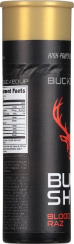Bucked Up Buck Shot Blood Raz High-Powered Energy Shot Perspective: left