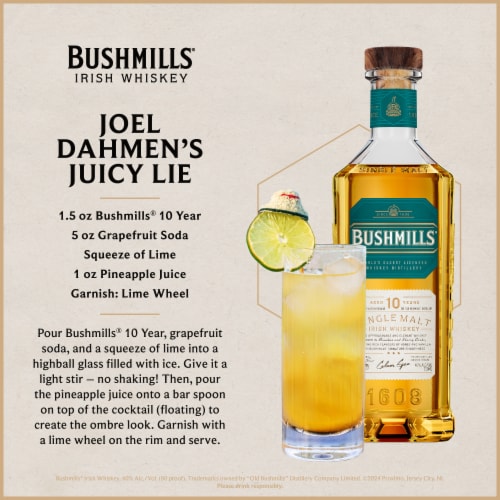 Bushmills 10 Year Irish Whiskey Perspective: left