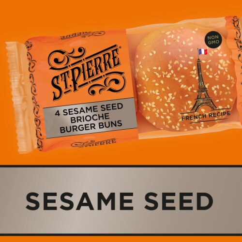 St Pierre® Sesame Seed Brioche Burger Buns Perspective: left