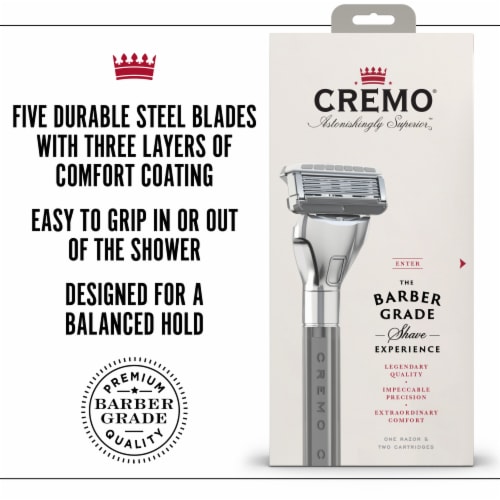 Cremo Barber Grade Men's Razor and Razor Blade Refills Perspective: left