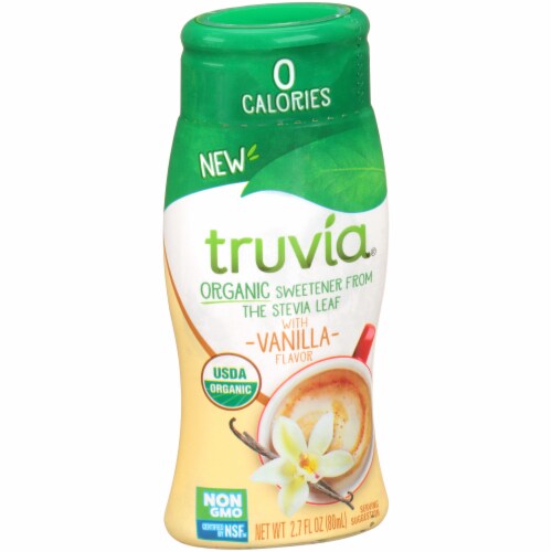 Truvia Vanilla Organic Liquid Stevia Sweetener Perspective: left