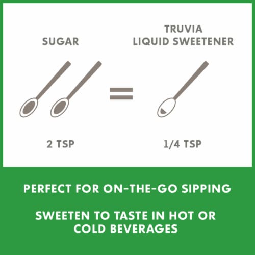 Truvia Zero-Calorie Liquid Sweetener from the Stevia Leaf, 2.7 fluid ounce bottle, Original flavor Perspective: left