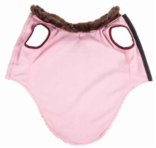 Pet Life 44PBMD Luxe Beautifur Elegant Designer Boxed Mink Fur Dog Coat Jacket, Pink & Brown Perspective: left