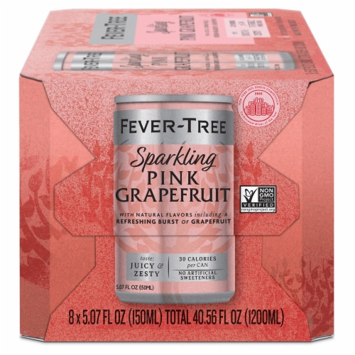 Fever-Tree Sparkling Pink Grapefruit Soda Cans Perspective: left