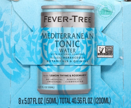 Fever-Tree Lemon Thyme & Rosemary Mediterranean Tonic Water Cans Perspective: left