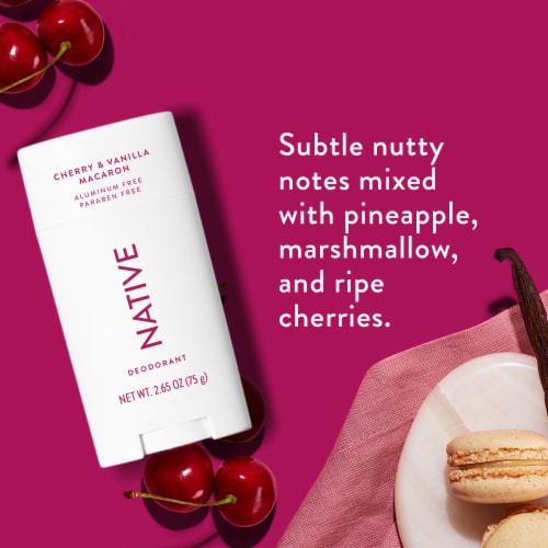Native Deodorant, Cherry & Vanilla Macaron, Aluminum Free, for Women and Men Perspective: left